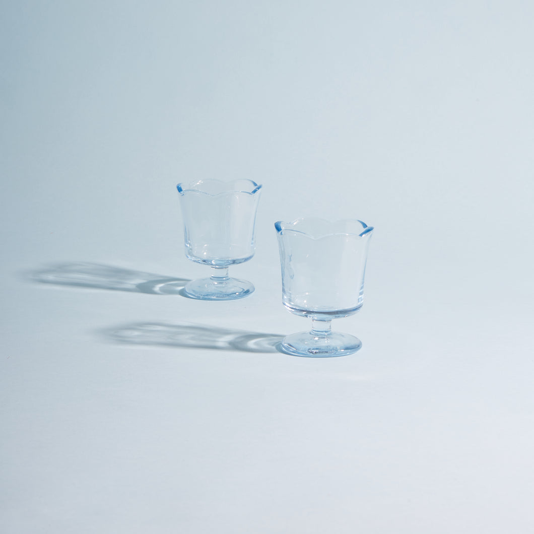 Crystal Blue Tulip Glass Set